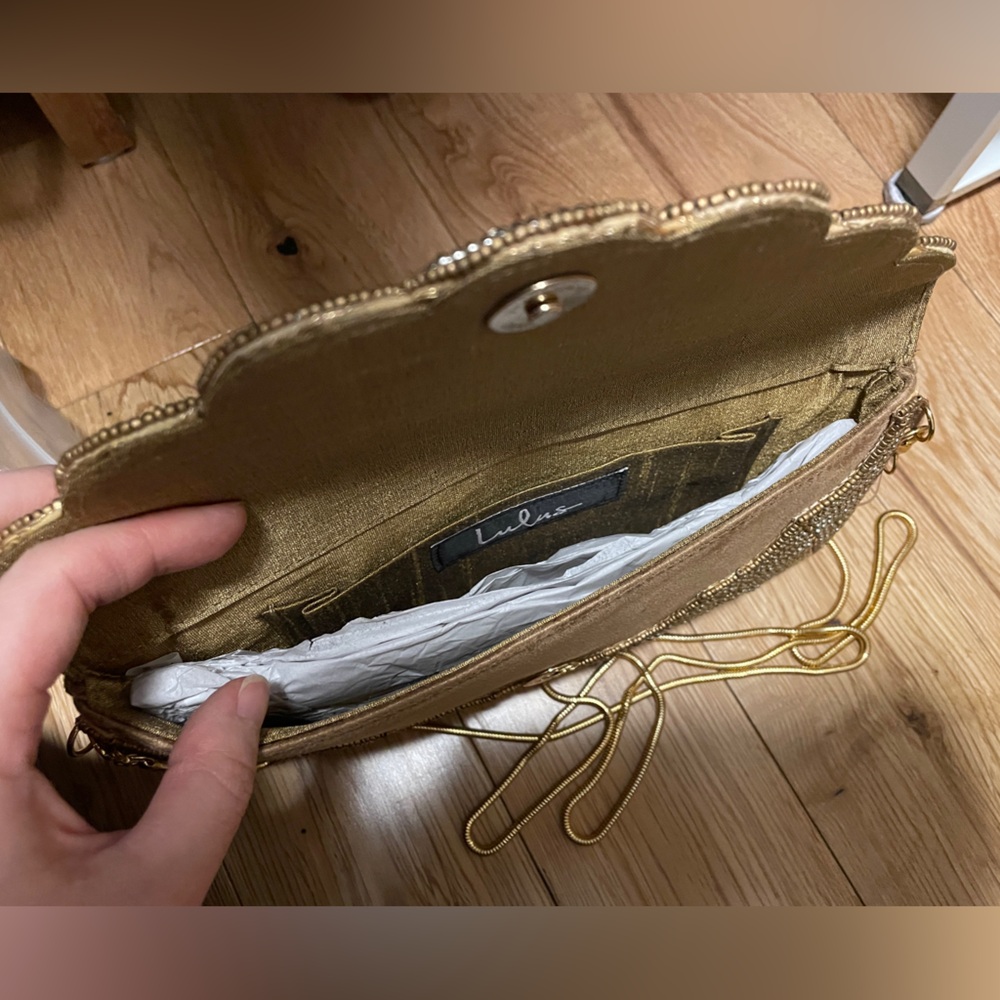 NWT lulus - Gold Beaded Evening Clutch - Picture 4 of 5